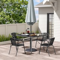 2/4Pcs Garden Dining Chairs with Square Table