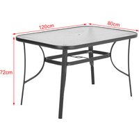 2/4Pcs Black/Brown Chairs and Rectangular Outdoor Dining Table