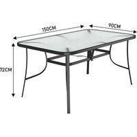 2/4Pcs Black/Brown Chairs and Rectangular Outdoor Dining Table