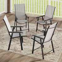2/4Pcs Black/Brown Chairs and Rectangular Outdoor Dining Table