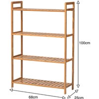 Tiered Bamboo Wood Book Storage Shelf