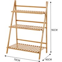 3-Tier Foldable Wooden Ladder Shelf Natural