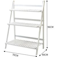 3-Tier Foldable Wooden Ladder Shelf Natural