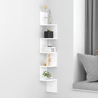 Wooden Zigzag Floating Corner Shelves 5-Tier White