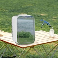 White 12L Mini Fridge with LED Mirror Door